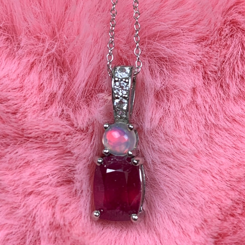 🌹Genuine Ruby & Opal Pendant🌹